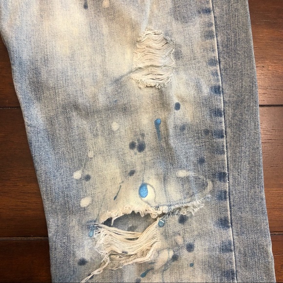 Distressed splatter painted denim bootcut jeans - Picture 8 of 11